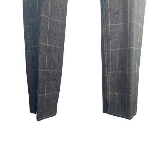 ZARA Small Plaid Small Slim Fit Trousers Gray Check Pattern - Picture 9 of 14
